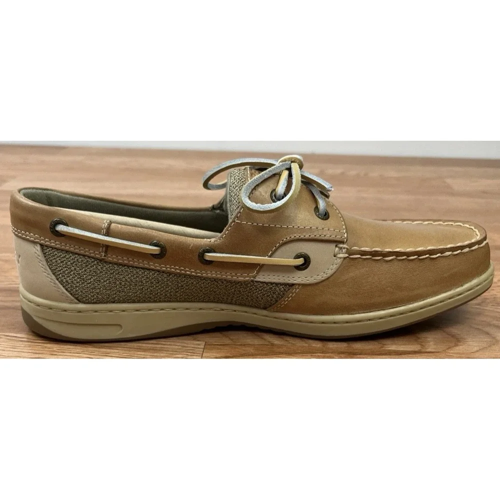 Sperry Women's Bluefish 2 Eye Leather Boat Shoes Linen/Oat Size 12 NEW